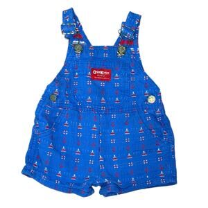 Vintage OshKosh B’gosh Sailor Nautical Shortalls 6-9 Mos Romper Vestback USA‎